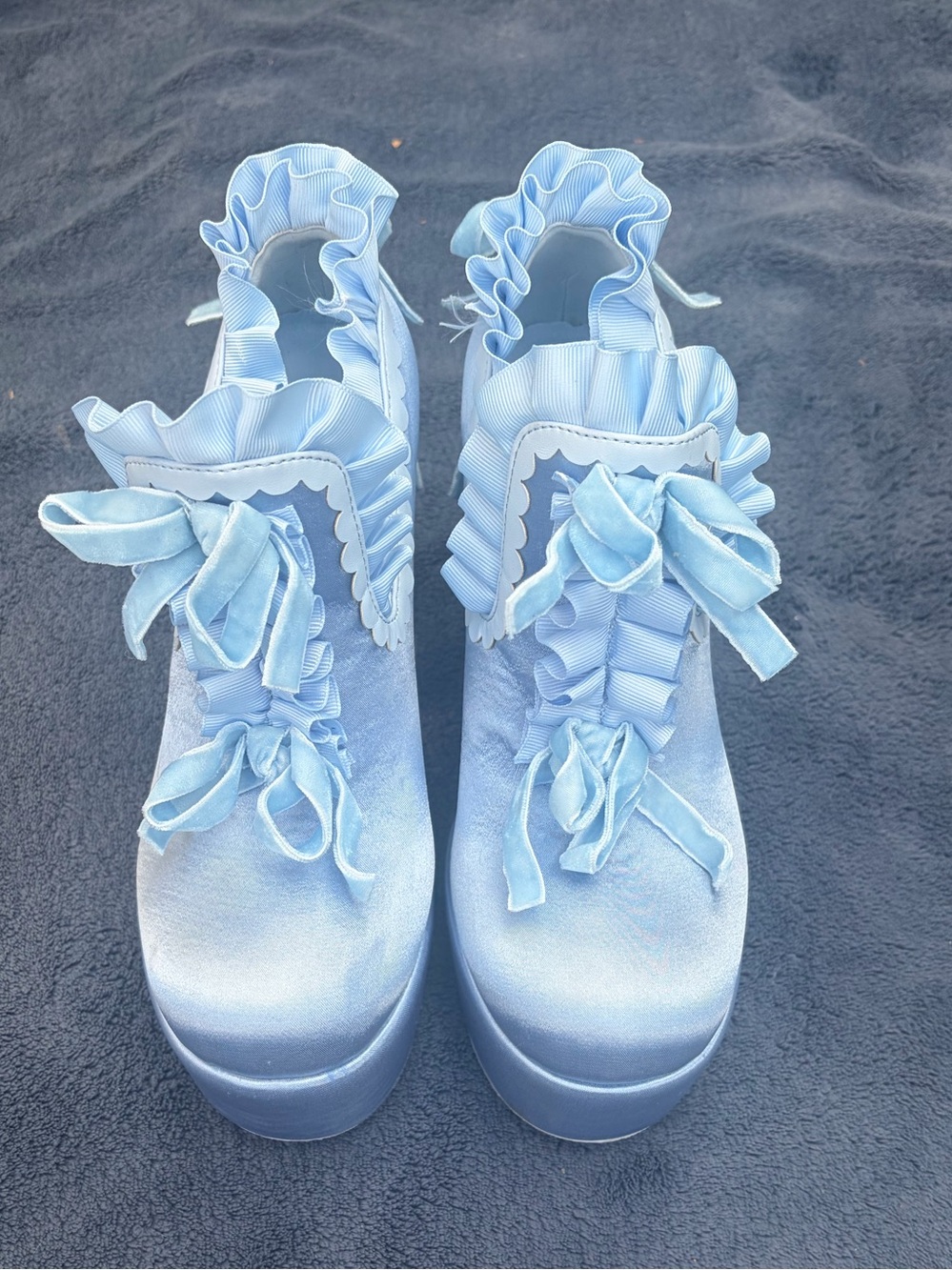 Dolls Kill Powder Blue Ruffle Platform Heels- Marie Antoinette